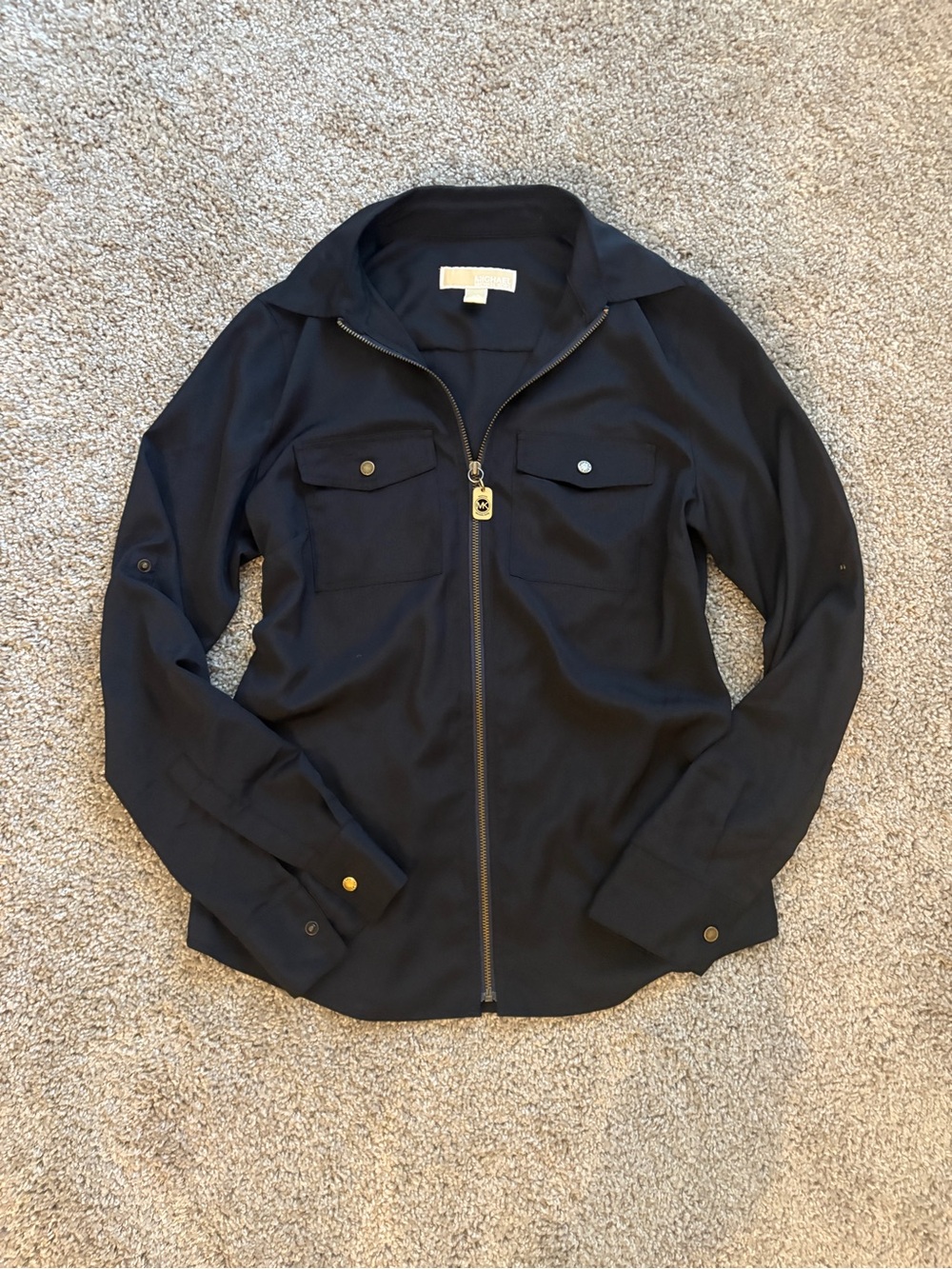 Michael Kors Black Zip-Front Blouse - Women's